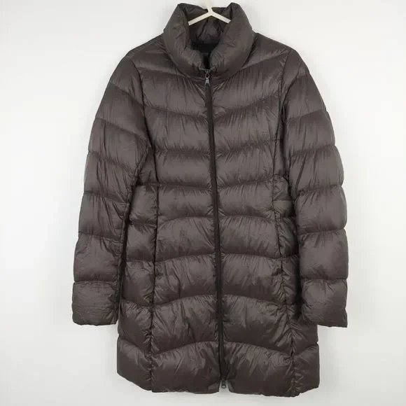 Uniqlo Dark Brown Ultra Light Down Jacket Coat Size Small Approx UK 8 - Picture 15 of 16